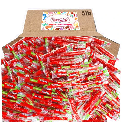 SWEETSIDE CANDY CO. Twizzlers Pull n Peel Watermelon Twists Candy - Chewy, Soft and Melt-in-Your-Mouth Red Licorice Twizzlers Individually Wrapped Sweets to Satisfy Sweet Tooth Cravings - Delicious Red Candy For Easter, Kids (5 Pound)