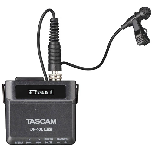 TASCAM DR-10L Pro Field Recorder with Lavalier Microphone and 32-bit Float Recording for Audio for Video — Supports 512GB microSDXC and LTC Jam Sync for Seamless Timecode Synchronization