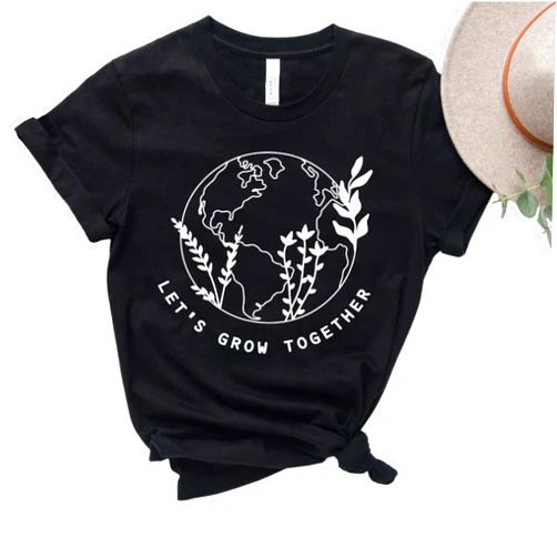 Handmade Earth Day Shirt, Lets Grow Together Tshirt, Earth Awareness Gift, Love Your Mother Earth, Save The Planet, Flower Planet Tee, T-Shirt, Long Sleeve, Sweatshirt, Hoodie
