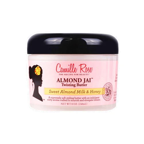 Camille Rose Almond Jai Twisting Hair Styling Butter, with Aloe and Honey, to Soften Smooth and Moisturize, for All Hair Types, 8 oz