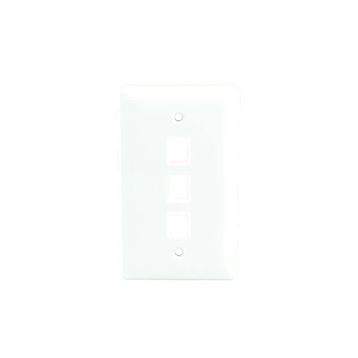 On-Q Legrand - OnQ 3 Port Keystone Single Gang Wall Plate, 1 Gang Keystone Wall Plate Supports 3 Keystone Insert, Screw-In Plastic, White, 10 Count, WP3403WH10