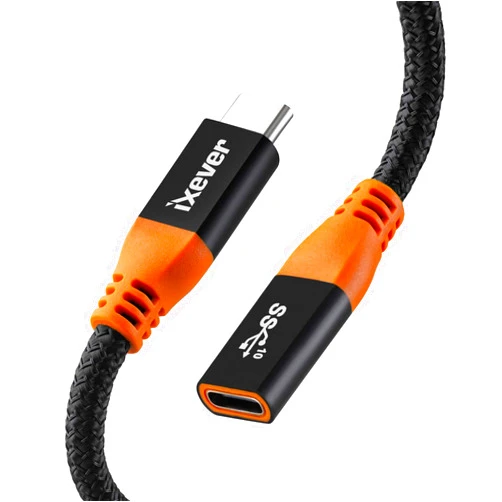 IXEVER USB Type C Extension Cable 1ft, Short USB-C (Gen 2 10Gbps) Male to Female Extender Cord Compatible with Nintendo Switch, MacBook Pro, Google Pixel 3 2 XL