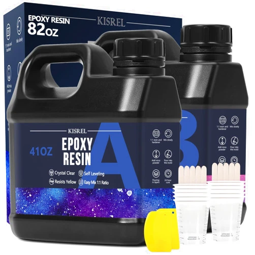 KISREL Epoxy Resin 82OZ - Crystal Clear Epoxy Resin Kit - No Yellowing No Bubble Art Resin Casting Resin for Art Crafts, Jewelry Making, Wood & Resin Molds(41OZ x 2)