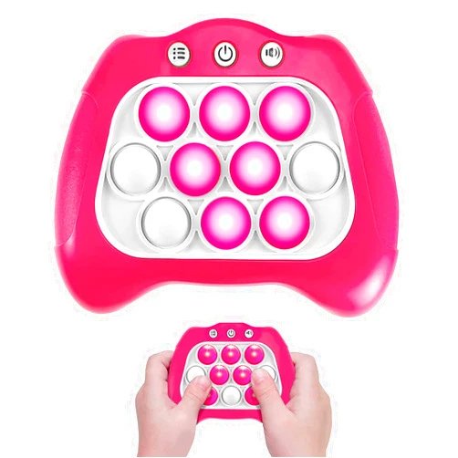 AICARGER Quick Push Puzzle Game Machine Pop Fidget Light-Up Squeeze Poppet Sensory Toy Educational Push Pop Bubble Toy Stress Relief Party Favors Puzzle Game for Kids Teens Adults （Pink）