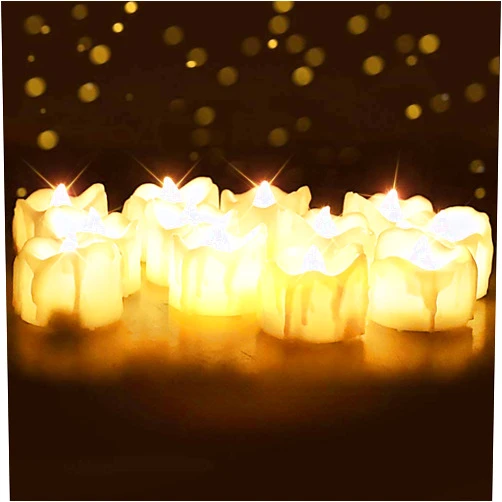 Homemory Timer Tea Lights, Flameless Flickering Battery Operated, Auto-On 6 Hours and Off 18 Hours Everyday, Batteries Included, Long-Lasting, Pack of 12