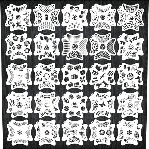 EYUNSTAR 25 Sets Face Paint Stencils, Makeup Body Painting Stencils, 265 Pcs Flowers Plants Sports Animals Shapes Elements Face Tattoo Stencils for Party Holiday Halloween