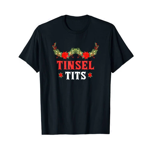 Funny Couple Family Group Christmas Party Gifts Tinsel Tits Shirt Jingle Ball Matching Family Group Xmas T-Shirt