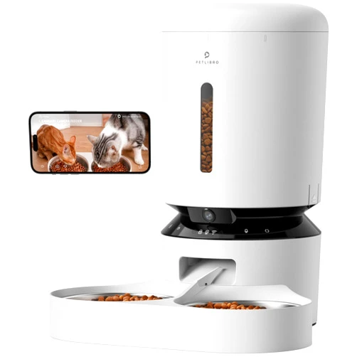 PETLIBRO Automatic Cat Feeder with Camera for Two Cats, 1080P HD Video with Night Vision, 5G WiFi Pet Feeder with Phone APP Control, 2-Way Audio for Cat & Dog, Low Food & Motion & Sound Alerts