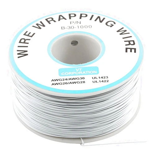URBEST 305M White PCB Solder PVC Coated Tin Plated Copper Wire Wire-Wrapping 30AWG 105 Celsius Cable Roll (White)