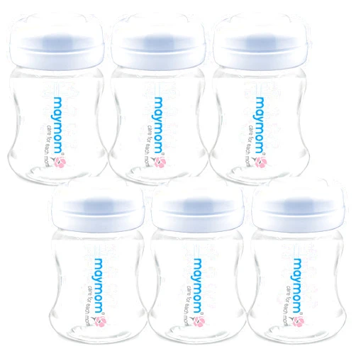 Maymom Wide-Mouth Milk Storage Collection Bottle with SureSeal Sealing Disk; Compatible with Spectra/Motif Luna/Ameda MYA/Bellababy Pumps. Can Replace Spectra S1 S2 Bottles, 6 pc (4.7Oz/140mL, 6pc)