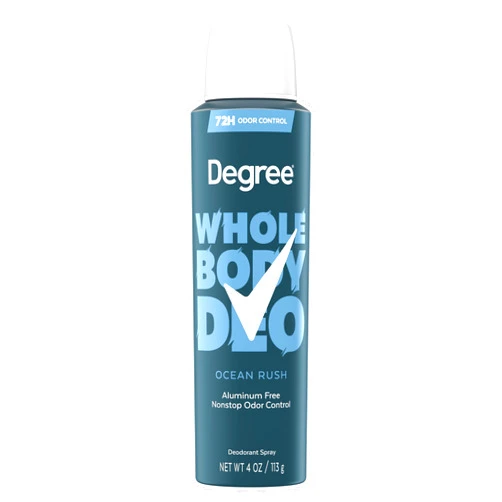 Degree Men Whole Body Deodorant Ocean Rush Spray for Men Aluminum Free 72H Odor Protection 4 oz