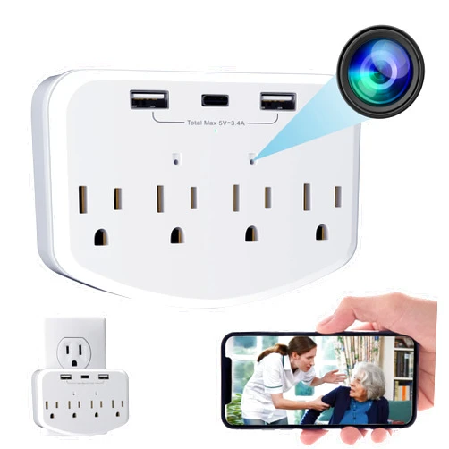 DAIFAC HD 1080P Hidden Outlet Camera Wireless Spy Cameras Mini Small Nanny Cam Indoor Camera for Home Security Wall Charger WiFi Camera
