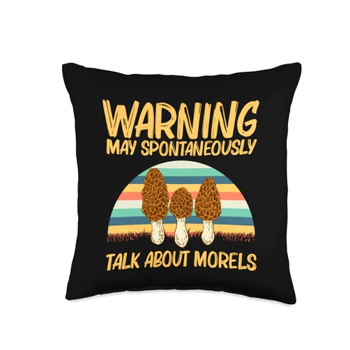 Funny Morel Gift Penny Bun Vegetable Fan Clothing Cute Design for Men Women Morel Mushroom Fungi Hunter Throw Pillow, 16x16, Multicolor
