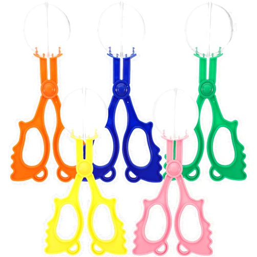 Supvox 5pcs Handy Scoopers Insects Catcher Scissors Tongs Tweezers s for Kids (Blue, Pink, Orange, Yellow, Green Style Mixed)