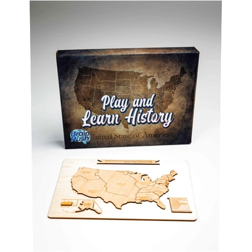 Generic United States Puzzle for Older Kids and Adults with History of States and Territories, 4 Jigsaw Puzzles of The US, Early Learning and Educational Fun, Wooden Pieces