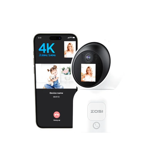 ZOSI 4K Pan/Tilt Smart Security Camera Indoor, Plug in 2.4/5GHz WiFi Camera, 2 Way Video, Motion Tracking, 8MP Baby/Pet Dog Monitor with Phone app, C519M8 360° View Home Cam, Cloud & SD Card Storage