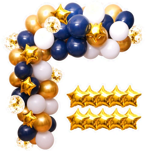 Visondeco Navy Blue Balloon Garland Kit - 100pcs Blue and White Balloons with Gold and Star Foil Balloons - Perfect for Blue Parties and Celebrations
