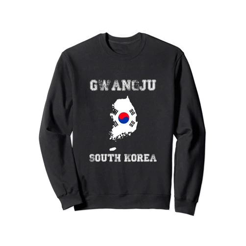Vintage Gwangju South Korea Map With Flag Souvenir Retro Gwangju South Korea Distressed South Korea Flag Sweatshirt