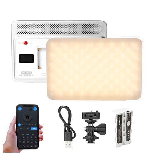 AMBITFUL Video Lighting with APP Control, Bi-Colour 2800-6800K, 10 FX Effects, Hot Shoe Base for Photography Video Lighting Studio, CRI/TLCI 95+ （VL15B