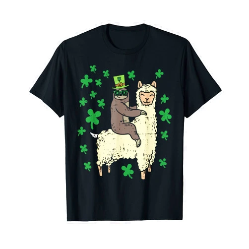 BoredKoalas St Patricks Day Irish Shamrock Shirt Funny Irish Sloth Llama Shirt St Patricks Day Animal T-Shirt