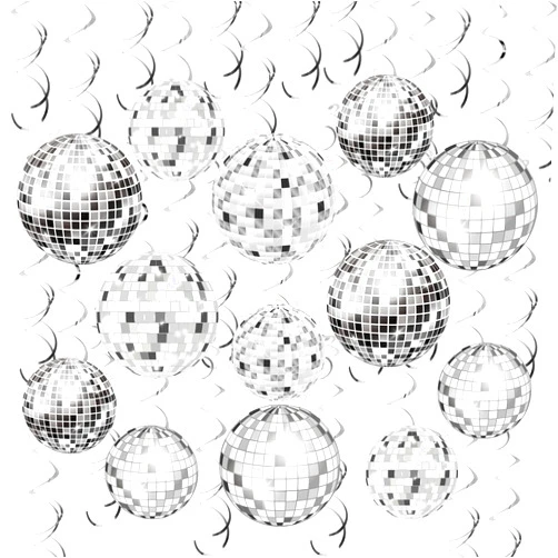 SPFYunion 54 Pieces Disco Party Decorations Disco Ball Hanging Swirls 70s Party Hanging Swirls Ceiling Decor for Disco Fever Party 70s Hippie Birthday Party Favors Supplies (Hanging Swirl)
