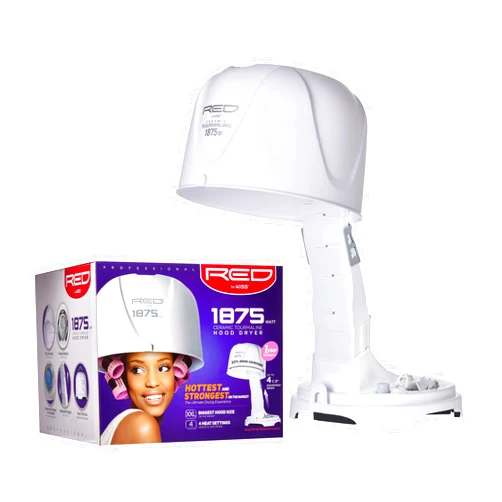 RED Pro RED By KISS 1875 Watt Ceramic Tourmaline Professional Hood Dryer, 4 Heat Settings Blow Dryer for Home & Salon, Height Adjustable Convenient Hooded Hair Dryer
