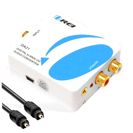 OREI Optical SPDIF/Coaxial Digital to RCA L/R Analog Audio Converter with 3.5mm Jack Support & Headphone/Speaker Outputs (DA21)