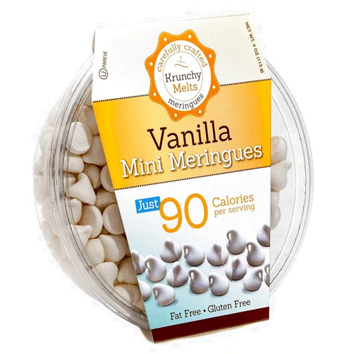 Krunchy Melts Original Meringue Cookies | Vanilla Minis Flavor | Only 90 Calories Per Serving | Fat Free, Gluten Free, Dairy Free (4 Oz)