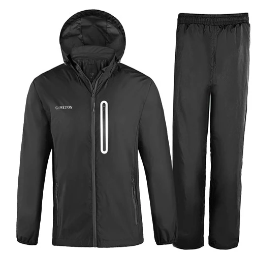 GOWETION Men's Light Rain Jacket Suits Golf Rain Suits Rain Gear for Hiking Travel Bicycle