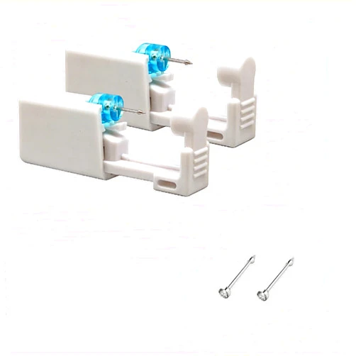 Geettcaifu 2 Pack Nose Piercing Gun, Disposable Self Piercing Kit with Nose Stud, Safety, Professional, Painless, Easy Use
