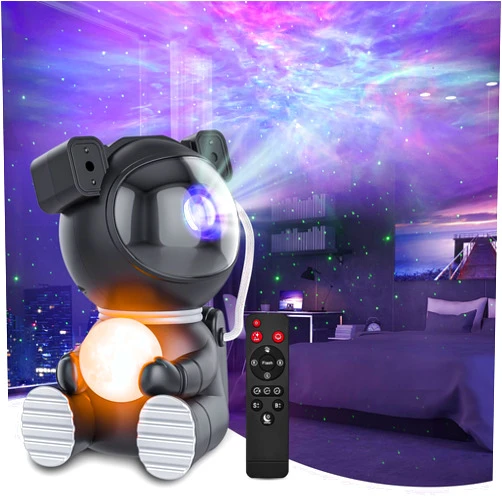 Cayclay Astronaut Galaxy Projector, Star Projector with Timer and Remote, Night Light with Moon Lamp, LED Nebula Lamp for Kids Adults, Room Decor Gift (Black)