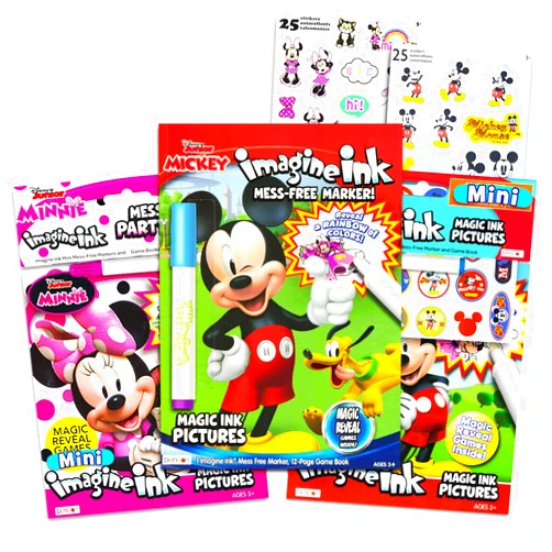 Disney Minnie Mouse and Mickey Mouse Imagine Ink Book Super Set (Bundle Includes Over 25 Stickers and Mess-Free Marker)