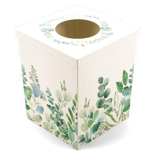 NAT AND JULES Cube 6 x 5 Iron Metal Tissue Box Holder Organizer Bathroom Vanity Countertop Night Stands Office Home, Floral