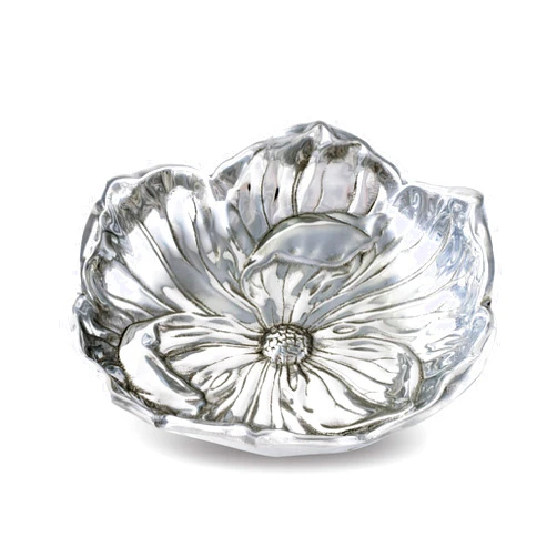 Arthur Court Aluminum Magnolia Bloom Bowl Salad Serving Designer 10 inch Diameter x 3 inch Tall