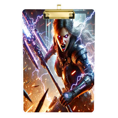 Joisal Electric Warrior Purple Clipboard Plastic A4 Letter Size with Low Profile Metal Clip Hanging Clipboard for Students, Teachers, Kids