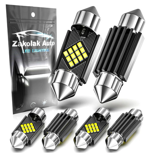 Zakolak 6pcs 6418 6411 DE3425 LED Interior Car Lights Blubs, Extremely Bright 36mm DE3423 1.42inch Led Festoon Bulb, Upgraded 400LM 6500K Dome Map Door Lights LED Blub for Cars (White)
