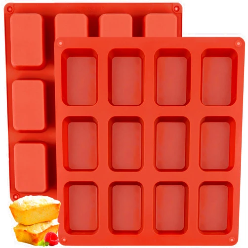 JOERSH Silicone Mini Loaf pan-(2PCS) 12 Cavities Mini Bread Pan, Non-stick Silicone Baking Molds for Bread, Cake, Cornbread, Brownie, Cheesecake Mini Sized