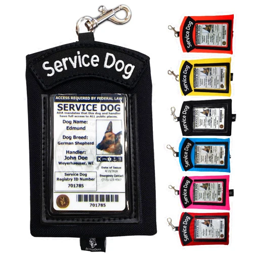 ActiveDogs.com ActiveDogs Service Dog ID Card Pouch - Clip On Identification Badge Display Tag Holder & Carrier with Zippered Pocket for Small Bag Items - Made in USA, 5