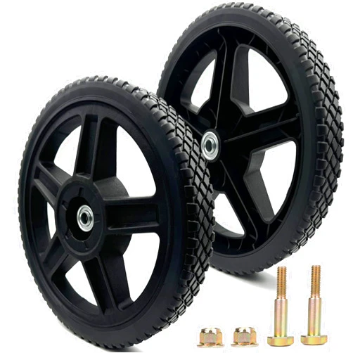 HOvicative 12 Inch Lawn Mower Wheels Wheel kits with Bolts & Nuts - Set of 2 Push Mower Plastic Wheels Fits Craftsman Mower Generator Garden Tiller Most Standard Lawn Mowers