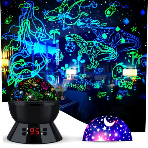 MOKOQI Dinosaur Night Light Projector for Kids Toys for Boys Room, 360 Degree Rotation with 17 Colors Dino Projection Light for Toddler Nightlight Lamp Birthday Gifts for Boys Bedroom Decor