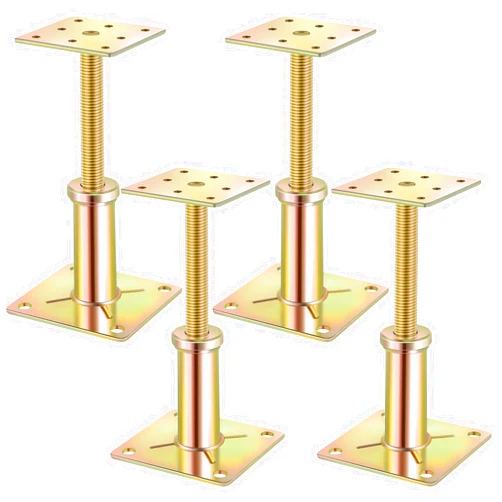 Threlaco 4 Pcs Adjustable Floor Jack House Floor Jacks Post Pole Galvanized House Jacks for Leveling Temporary Support Lifting Basement Joist Adjustment Height Range Capacity (4.3-6.6 Inch)