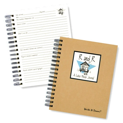 Write it Down series by Journals Unlimited, Guided Journal, R and R, A Lake House Journal, Full-size 7.5