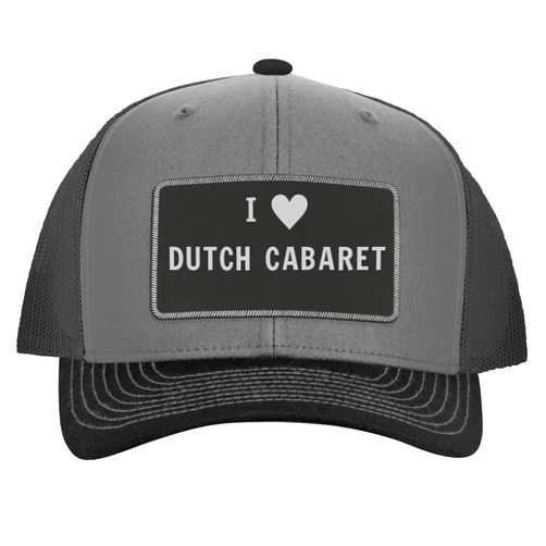 One Legging it Around I Heart Love Dutch Cabaret - Leather Black Patch Engraved Trucker Hat