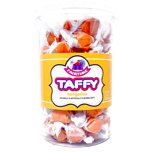 Fairtime Adams & Brooks Taffy Bulk Pink Candy for Candy Buffets, Tangerine Taffy, Tangerine Candy, Bulk Candy, Pinata Candy, Individually Wrapped Candy - Kosher Candy, 21 Ounce Tub