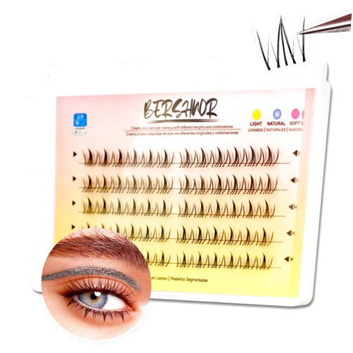 BERSHNOR Bottom Lash Clusters DIY lash Extensions Lower Individual Lashes Manga Bottom Cluster Lashes Bottom Eyelashes Clear Band