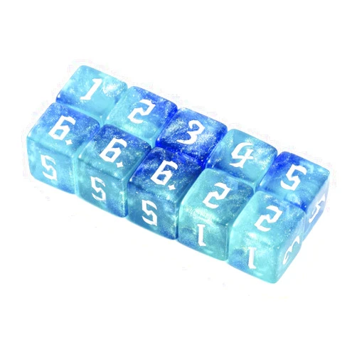 Yiotfandoll 10 Pieces Polyhedral D6 Dice 16mm Acrylic Double Colors 6 Sided Game Dice for RPG MTG DND Table Games (Blue Green)