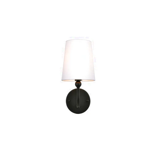 Living District Colson 1-Light Metal & Fabric Bath Sconce in Black/White