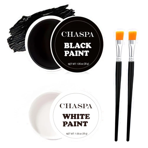 CHASPA Face Paint Black + White Clown Makeup Face Body Paint Set, High Pigment Professional Oil-Based Cosmetic Paint for Halloween SFX Makeup Costume Multiple Uses(60g/2.11 oz)