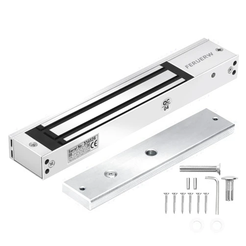 FERUERW 600LBs/280KG Electric Magnetic Lock, Electromagnetic Door Lock Holding Force for Access Control, OutSwinging Door Access Control System, Single Door 12V