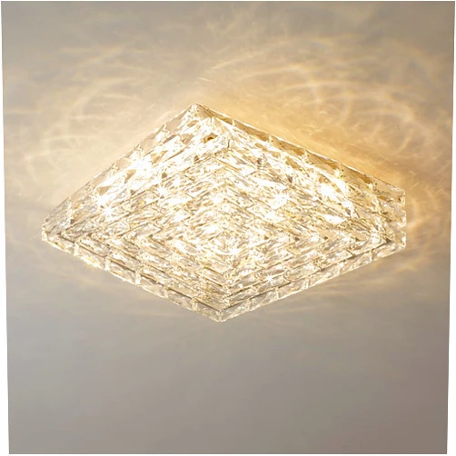 XYHFDSXA Square Crystal Flush Mount Ceiling Light 16
